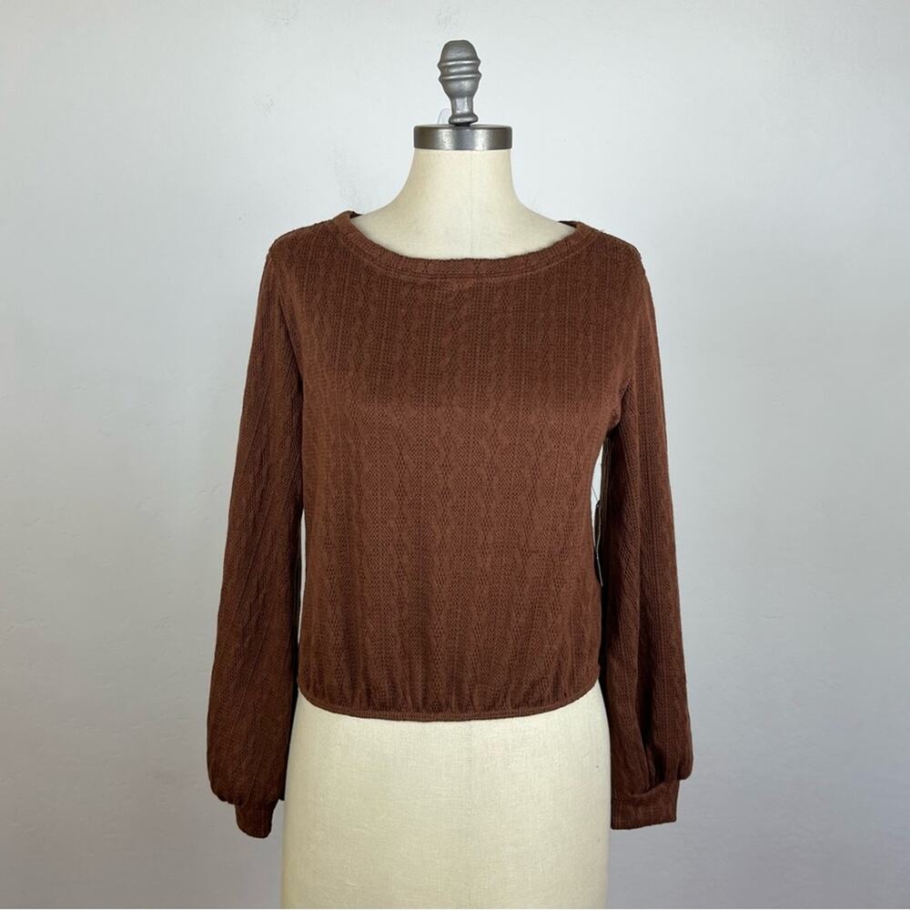 Altar’d State Brown Knit Long Sleeve Top NWT Small
